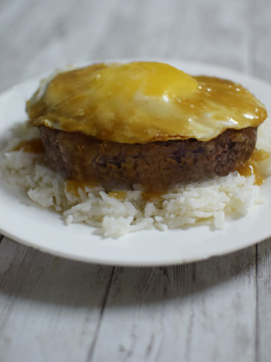 Easy Loco Moco on a white plate